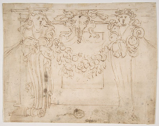 Sketch for a wall panel in the Sala Paolina at Castel Sant' An,16x12"(A3) Poster