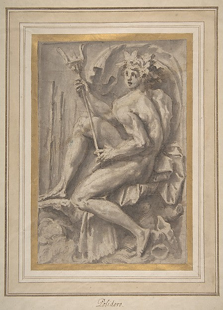Seated Triton 1545–47-Perino del Vaga ,16x12"(A3) Poster
