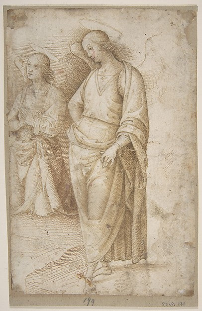 Two Figures of Angels Standing 1490–1505-Workshop of Perugino,16x12"(A3) Poster