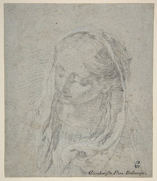 Head of a Woman 1729–50-Giovanni Battista Piva ,16x12"(A3) Poster