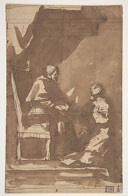 Young Cleric Kneeling before a Pope 1663–1716-Pietro Antonio d,16x12"(A3) Poster