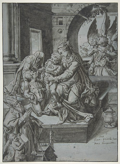 The Virgin and Child with the Infant Baptist  Saint Elizabeth,16x12"(A3) Poster
