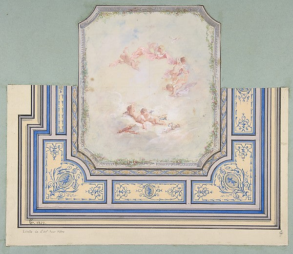 Design for Ceiling with Putti  Hôtel of Doctor Cranchi 1872-Ju,  Poster Print Wall Art