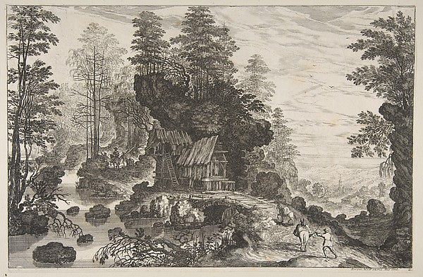 View of a Small House Built into a Rock 1576–1636-Isaak Major ,16x12