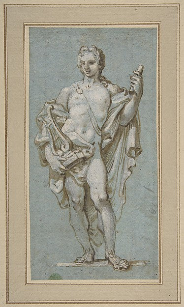 Standing Figure of Apollo with a Lyre 1666–1724-Paolo Gerolamo,16x12"(A3) Poster