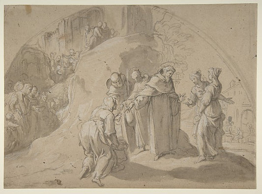 Saint Philip Benizi Converting Two Wicked Women at the City of,16x12"(A3) Poster