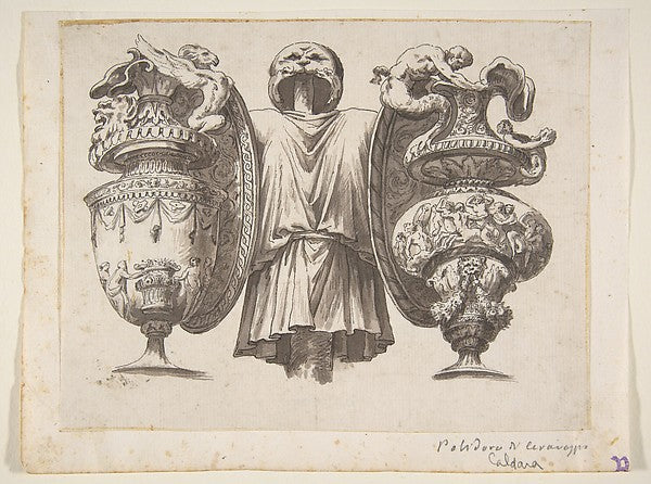 Trophy with Two Ewers 1600–1800-After Polidoro da Caravaggio,  Poster Print Wall Art