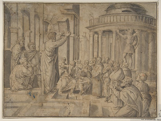 St. Paul preaching at Athens  16th cent-After Raphael ,16x12"(A3) Poster