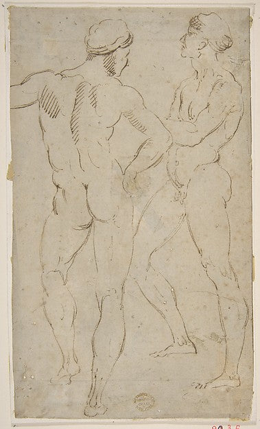 Two nude figures 16th cent-After Raphael ,16x12