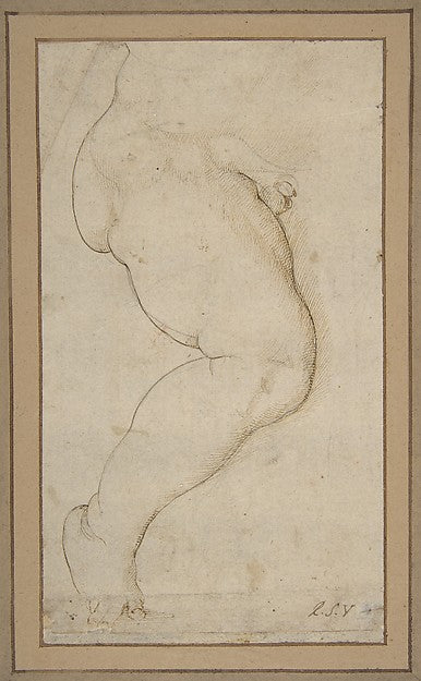Study of the Right Leg of a Male Child-Attributed to Raphael , Poster Print