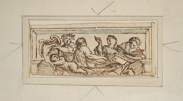 Five Music-Making Figures 1610–62-Giovanni Francesco Romanelli,16x12"(A3) Poster