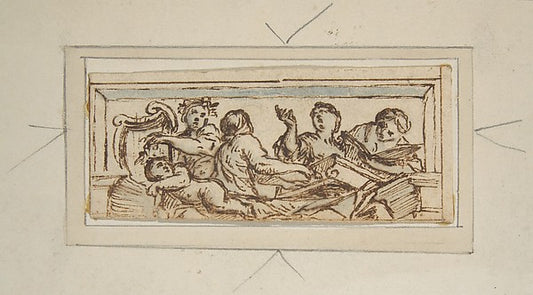 Five Music-Making Figures 1610–62-Giovanni Francesco Romanelli,16x12"(A3) Poster