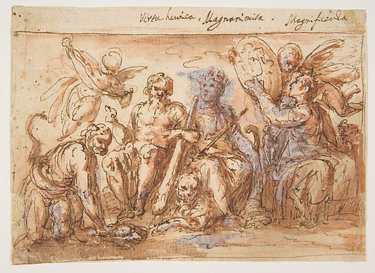 Allegorical Figures: Force  Hercules Strangling the Hydra  Ple,16x12"(A3) Poster