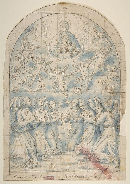 Madonna and Child in Glory Adored by Angels 1600–1650-Bernardi,16x12"(A3) Poster