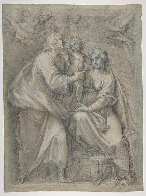 The Holy Family with Angels 1603–5-Pomarancio ,  Poster Print Wall Art