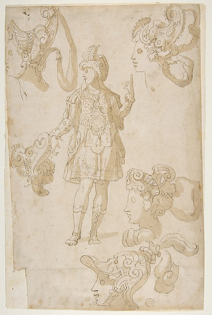 Studies for a Costume 1494–1540-circle of Rosso Fiorentino,  Poster Print Wall Art