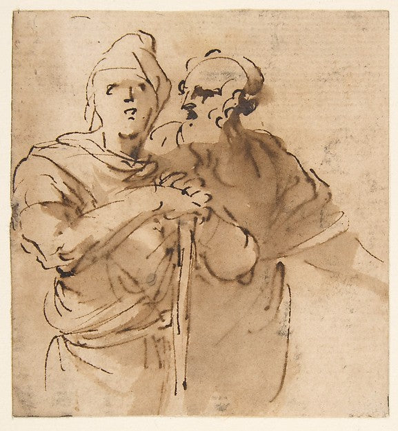 Two Men Seen Three- Quarter Length 1615–73-Salvator Rosa  1615,  Poster Print Wall Art