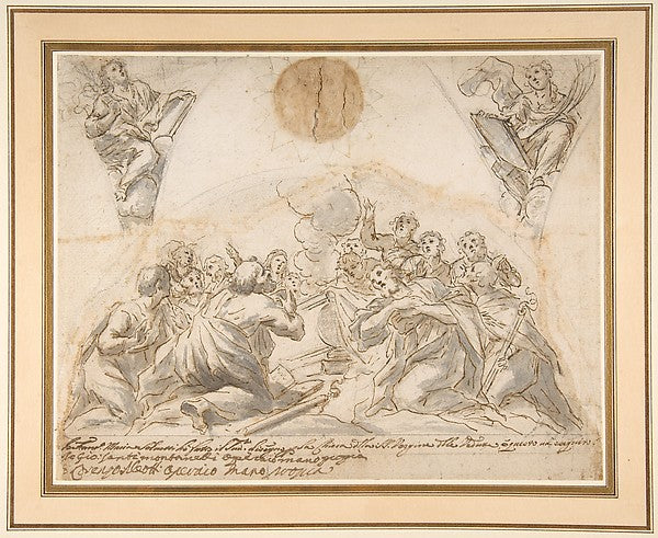The Apostles at the Tomb of the Virgin  and Studies for Two Pe,  Poster Print Wall Art