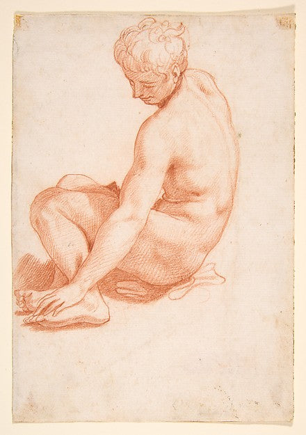 Seated Male Nude 1510–63-Francesco Salviati ,  Poster Print Wall Art