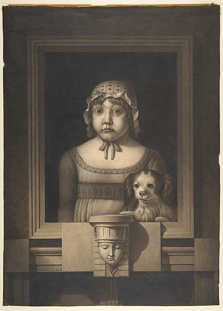 Portrait of a Girl and her Dog c1796–97-Jean Jacques Lequeu,  Poster Print Wall Art
