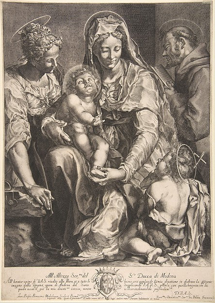 Virgin and Child with Saint Catherine  Francis of Assisi and J,  Poster Print Wall Art