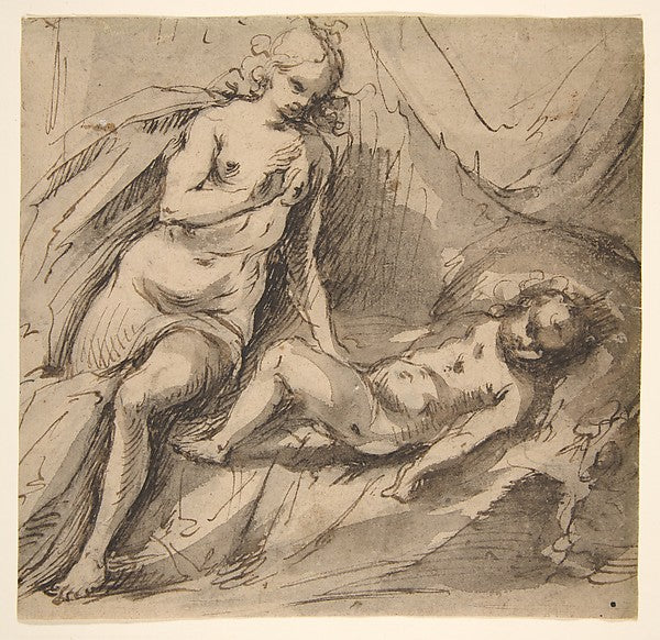 Venus and Sleeping Cupid 1600–1625-Hans Stutte ,16x12"(A3)Poster