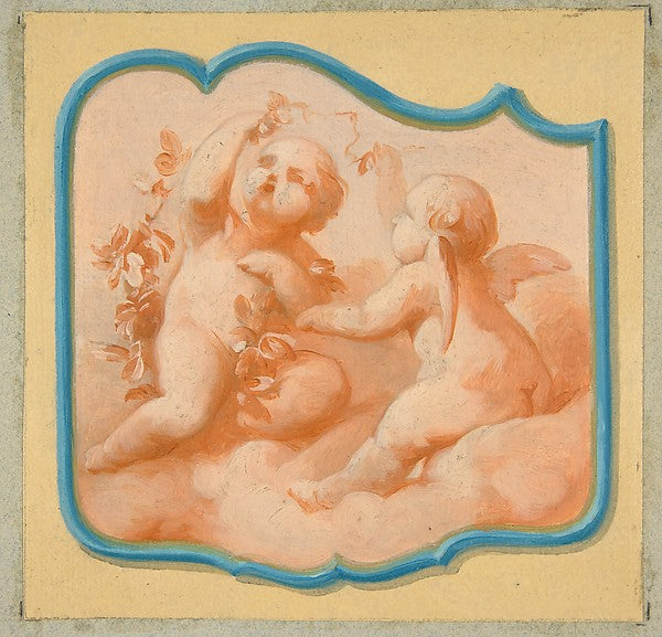 Two putti on clouds second half 19th cent-Jules-Edmond-Charles,  Poster Print Wall Art