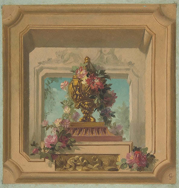 Trompe l'oeil design for a ceiling second half 19th cent-Jules,  Poster Print Wall Art