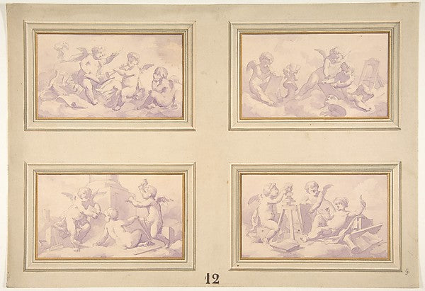 Designs featuring the allegories of the arts second half 19th ,16x12"(A3)Poster