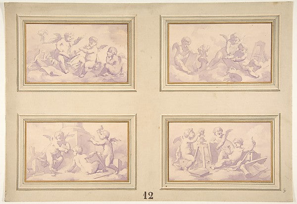 Designs featuring the allegories of the arts second half 19th ,16x12