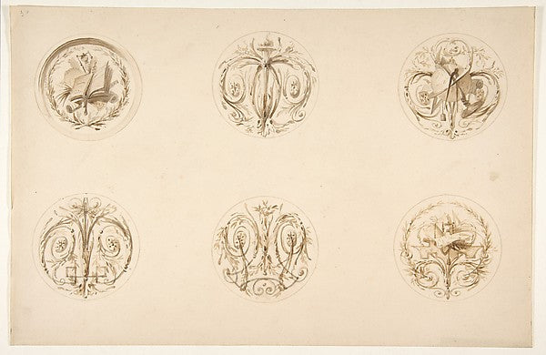 Six designs set in medallions second half 19th cent-Jules-Edmo,  Poster Print Wall Art