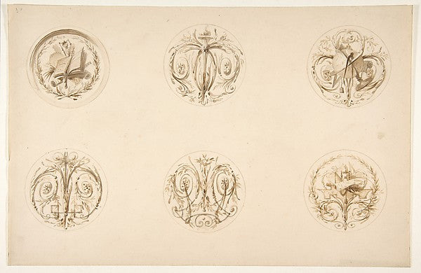 Six designs set in medallions second half 19th cent-Jules-Edmo,16x12