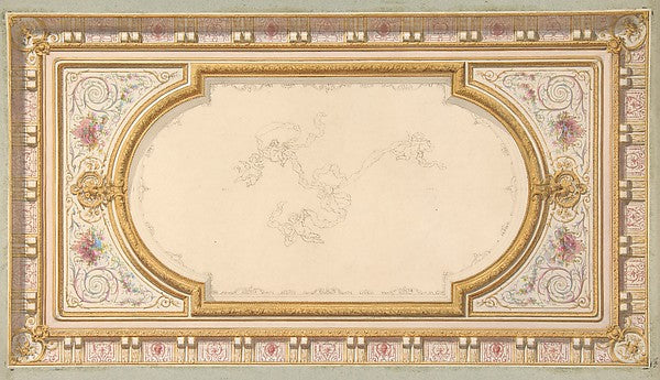 Design for a ceiling with ribbon bearing putti second half 19t,16x12