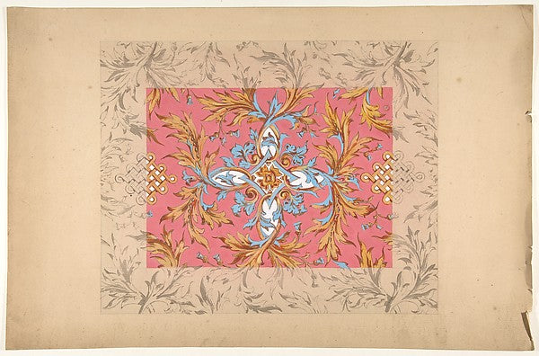 Design for a ceiling with floral design second half 19th cent-,  Poster Print Wall Art