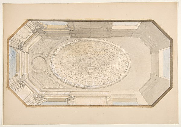 Design for a coiffered ceiling second half 19th cent-Jules-Edm,  Poster Print Wall Art
