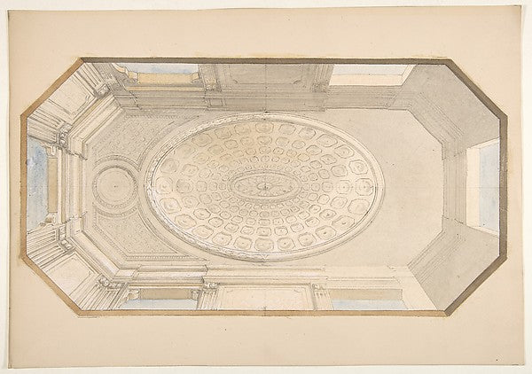 Design for a coiffered ceiling second half 19th cent-Jules-Edm,16x12