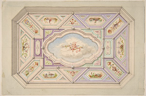 Design for a ceiling with a putto second half 19th cent-Jules-,  Poster Print Wall Art