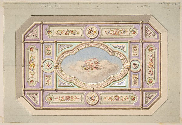 Design for a ceiling with putti second half 19th cent-Jules-Ed,  Poster Print Wall Art