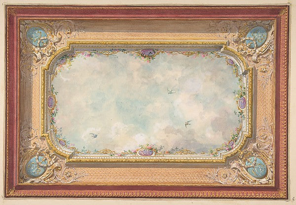 Design for a ceiling with trompe l'oeil sky second half 19th c,  Poster Print Wall Art