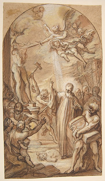 Saint Benedict Orders the Destruction of Idols at Montecassino,  Poster Print Wall Art