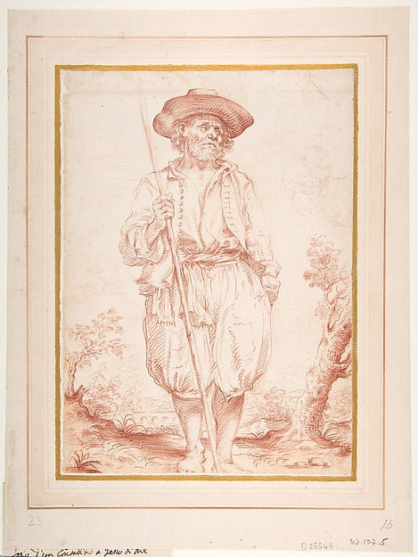 Standing Countryman Holding a Staff 1654–1719-Giovan Gioseffo,  Poster Print Wall Art