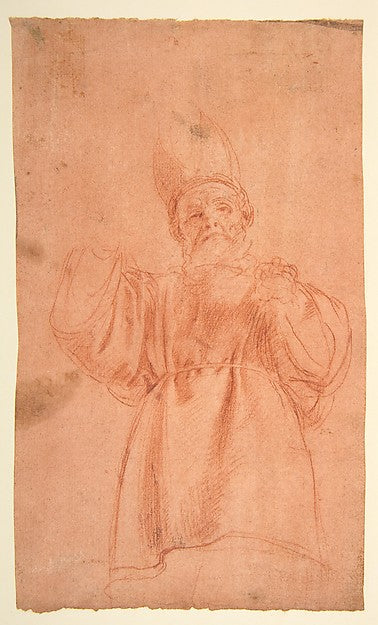Priest with Upraised Arms Wearing a Two-Horned Tiara 1575–1633,  Poster Print Wall Art