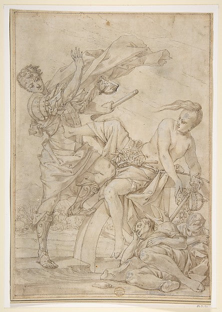 Allegory of Fortune 1612–50-attributed to Pietro Testa,  Poster Print Wall Art