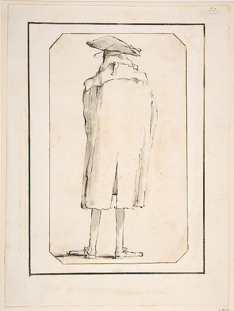 Giovanni Battista Tiepolo:Caricature of a Man Seen from Behi-16x12"(A3) Poster
