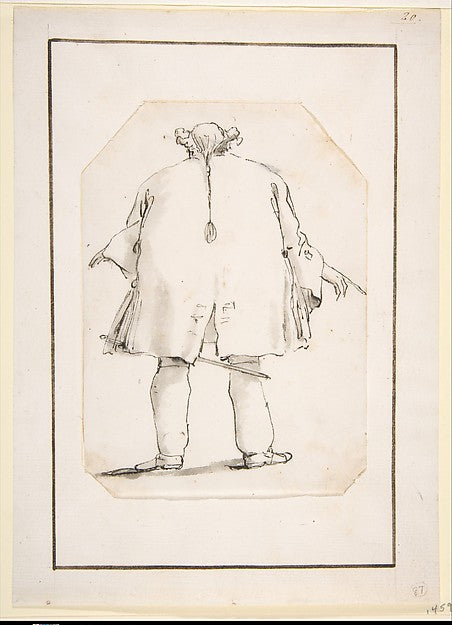 Giovanni Battista Tiepolo:Caricature of a Fat Man Seen From -16x12"(A3) Poster