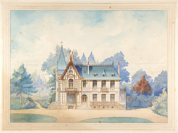 View of a Country House 1898-Anonymous,French,19th cent,16x12"(A3)Poster