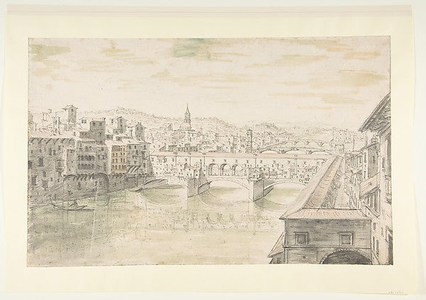View of the Ponte Vecchio  Florence 17th cent-Israel Silvestre,  Poster Print Wall Art