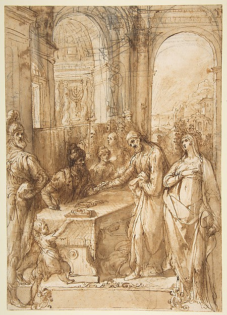 Esther and Mordecai before King Ahasuerus  1536/7–1615-Giovann,  Poster Print Wall Art