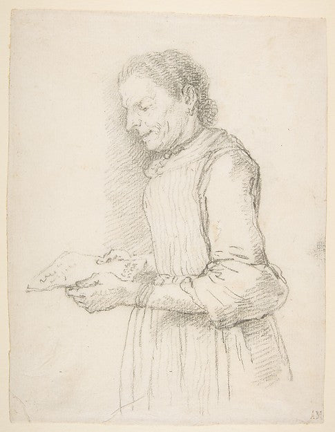Woman in Half-Length  Profile View Facing Left and Reading a P,  Poster Print Wall Art