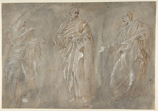 Three Standing Figures 16th cent-After Francesco Primaticcio,16x12"(A3) Poster